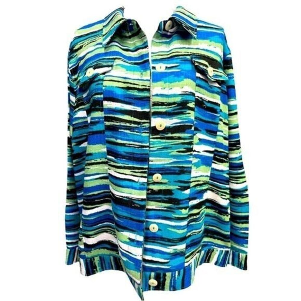 Maggie Sweet Multi-colored‎ Jacket in Blue, Green & White Size 22W